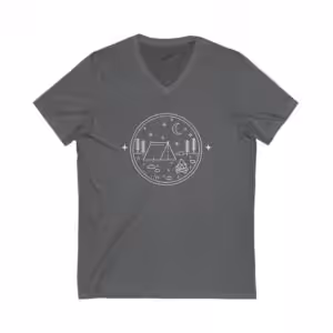 Camping Under The Stars Unisex Jersey Short Sleeve V-Neck Tee
